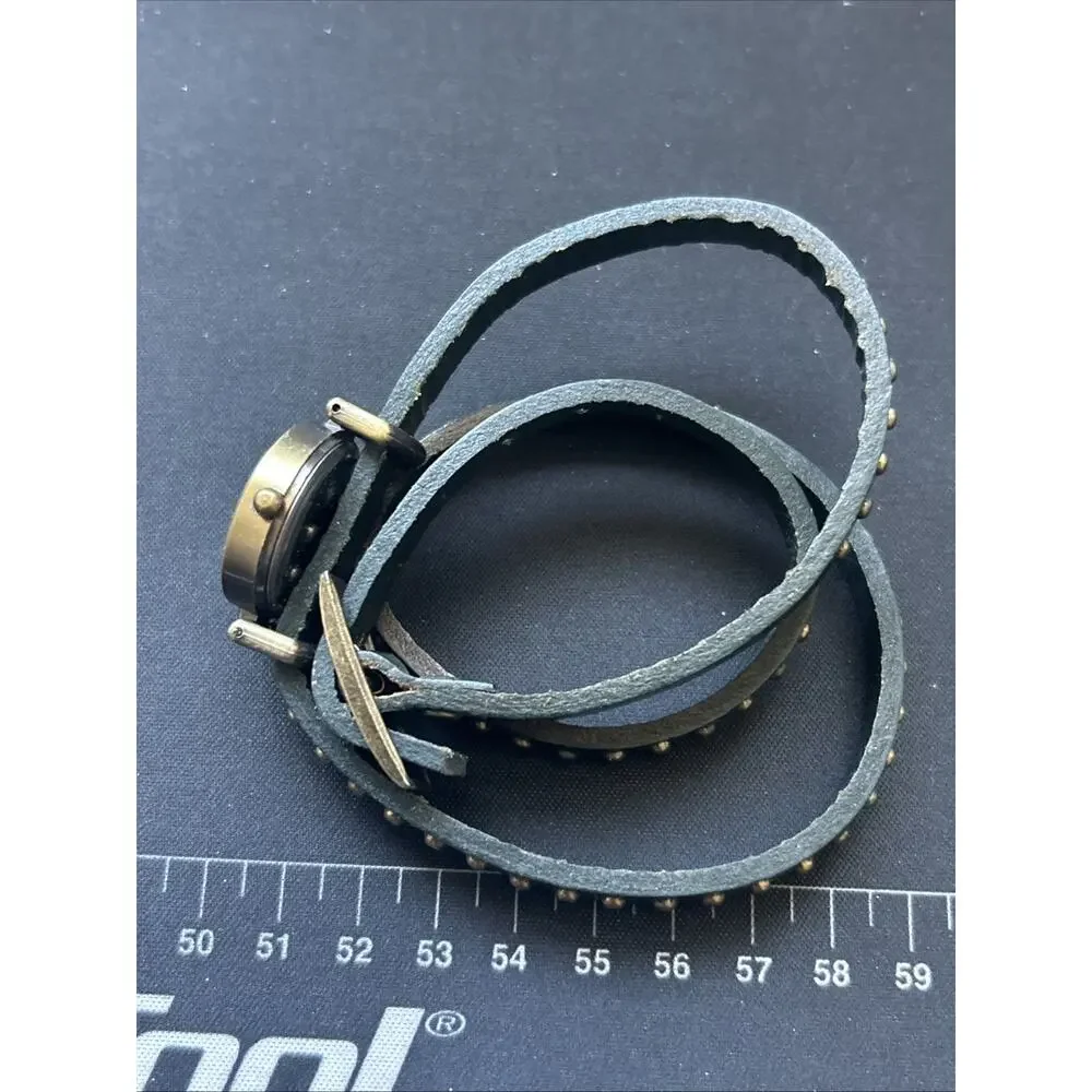Bronze Tone Forest Green Wrap Style Band Quartz Watch